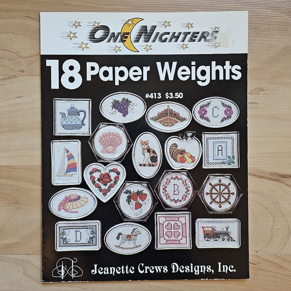 Leaflet Cross Stitch Jeanette Crews One  Nighters "Paperweights"